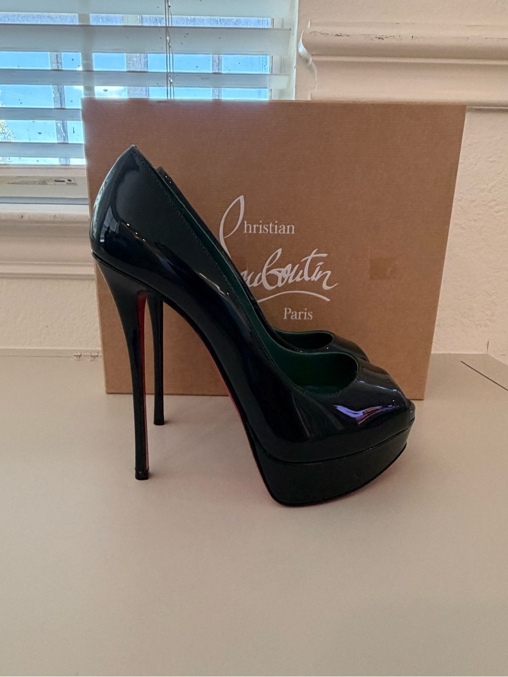 Christian Louboutin Patent Peep Toe Heel Stiletto